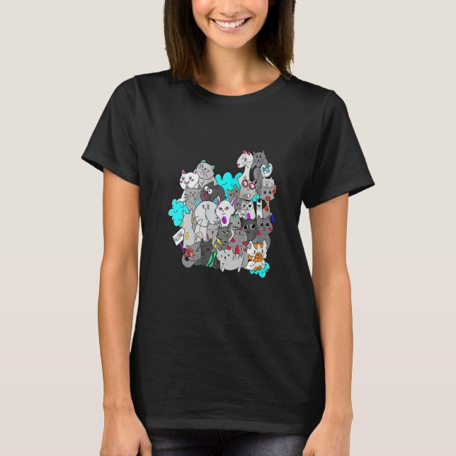 kittens grupp party katter t shirt (Framsida)