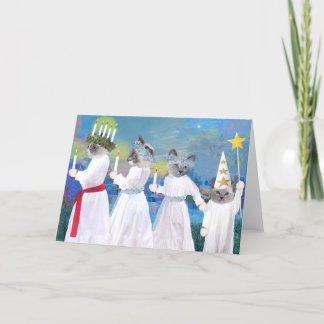 Kittens Helgdag-kort för Santa Lucia-processen Helgkort