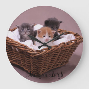 Kittens i Basket Stor Klocka