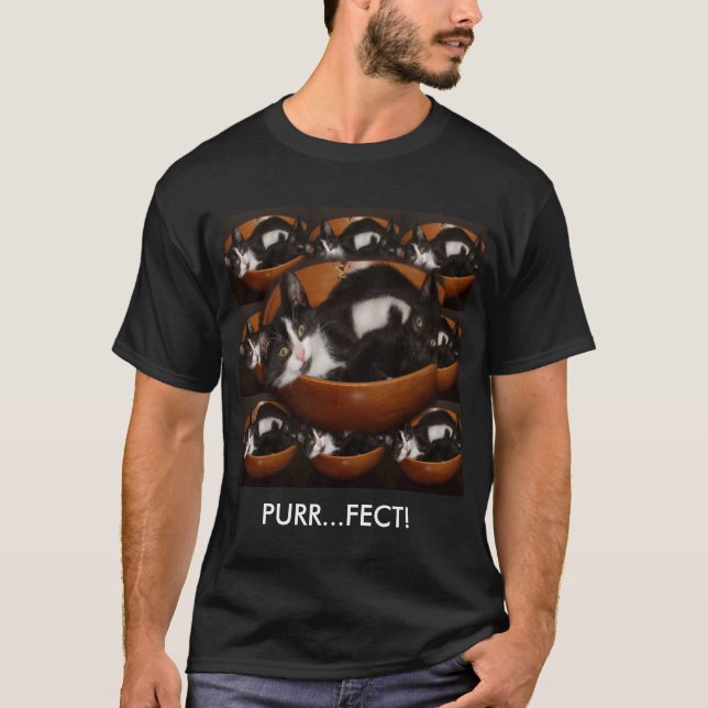Kittens i Bowl med Mönster Tee Shirt (Framsida)