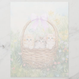 Kittens i en Basket - 8,5 x 11 tum Lakan