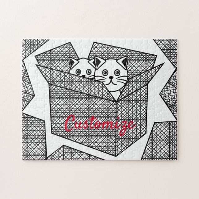 Kittens i en box Thunder_Cove Pussel (Horisontell)