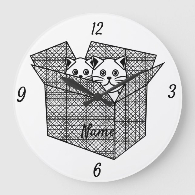 Kittens i en box Thunder_Cove Stor Klocka (Framsida)