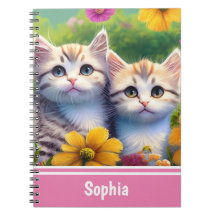 Kittens i Flower Meadow Cute Personlig Namn