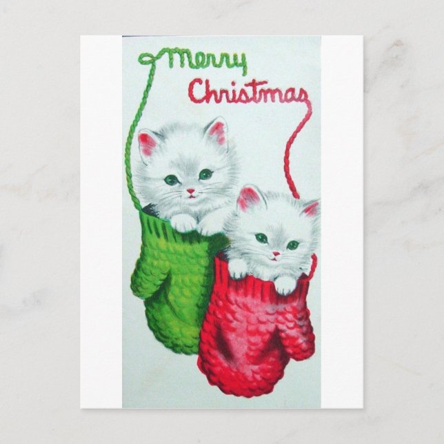 Kittens i Mittens God jul Helg Vykort (Framsida)