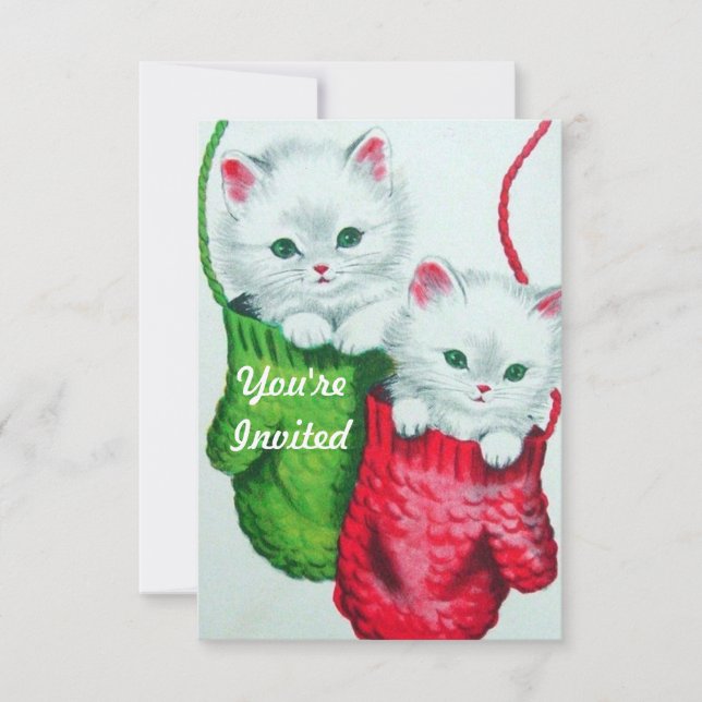 Kittens i Mittens God jul Inbjudningar (Framsida)