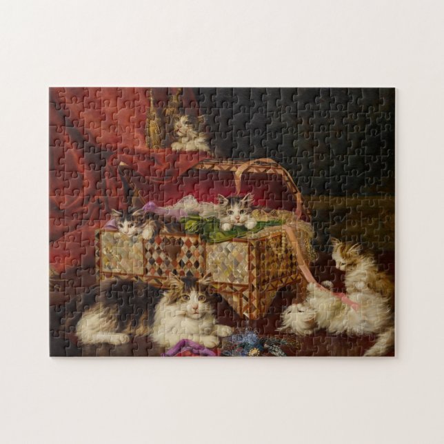 Kittens i Sewing Basket | Jules Leroy Pussel (Horisontell)