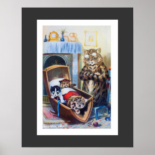 Kittens i vaggan av Louis Wain Poster