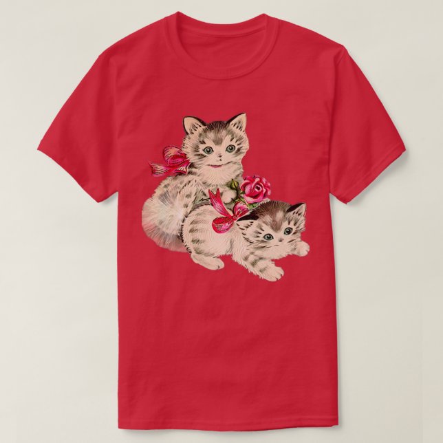 Kittens med Rosa Bows T Shirt (Design framsida)