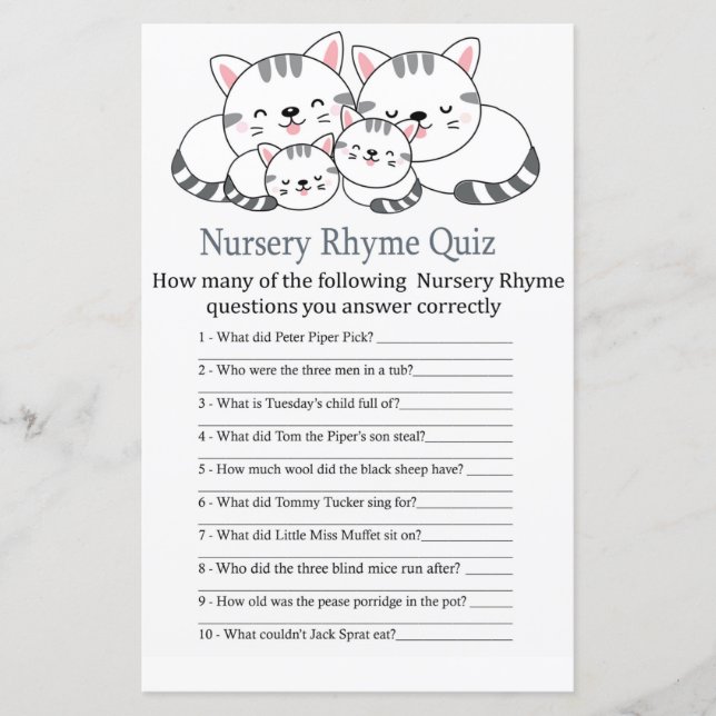 Kittens Nursery Rhyme Quiz babyduschspel (Framsida)