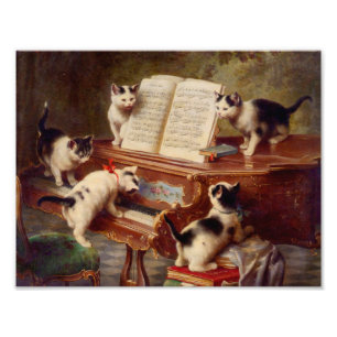 Kittens och Piano Fototryck