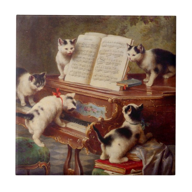 Kittens och Piano Kakelplatta (Framsidan)