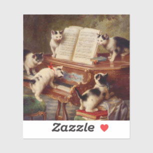 Kittens och Piano Klistermärken