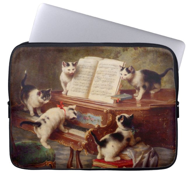 Kittens och Piano Laptop Fodral (Framsidan)