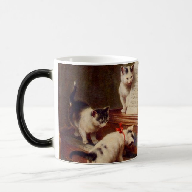 Kittens och Piano Magisk Mugg (Vänster)