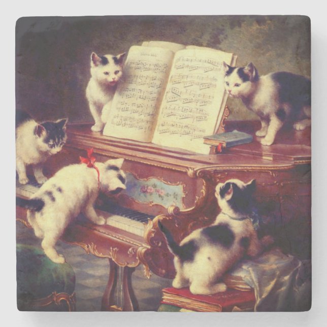 Kittens och Piano Stenunderlägg (Framsidan)