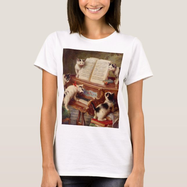 Kittens och Piano T Shirt (Framsida)