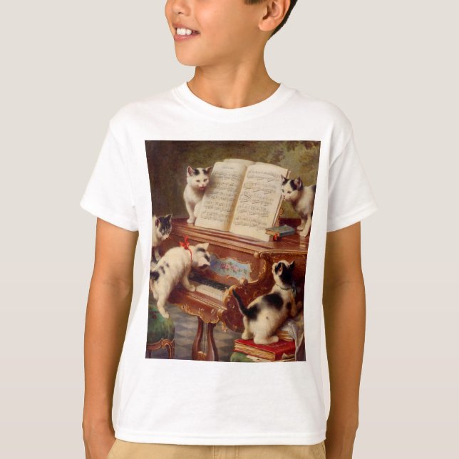 Kittens och Piano T Shirt (Framsida)