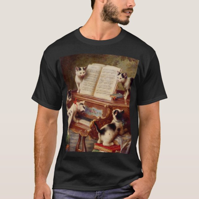 Kittens och Piano T Shirt (Framsida)