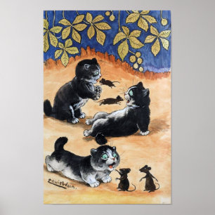 Kittens och Råttor, Louis Wain Poster
