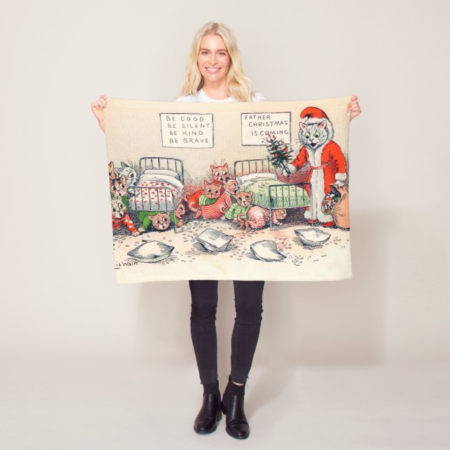 Kittens och Santa Cat, Louis Wain Fleecefilt (På plats)