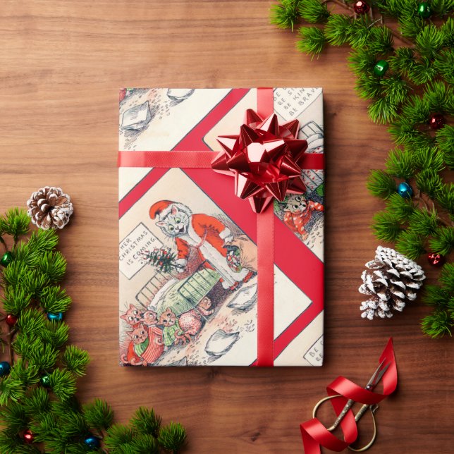 Kittens och Santa Cat, Louis Wain Presentpapper (Julgåva)