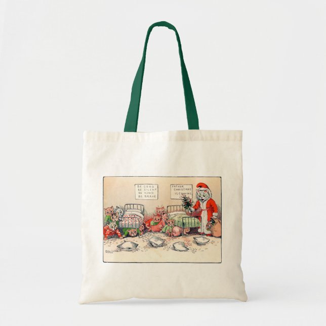 Kittens och Santa Cat, Louis Wain Tote Tygkasse (Framsidan)