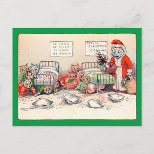 Kittens och Santa Cat, Louis Wain-vykort Vykort