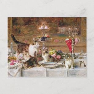 Kittens på en bankett, 1800-talet vykort