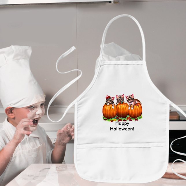 Kittens på Pumpkins för Halloween Barnförkläde (Kittens on Pumpkins for Halloween Kids' Apron)