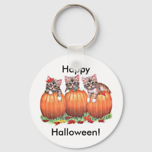 Kittens på Pumpkins för Halloween Nyckelring