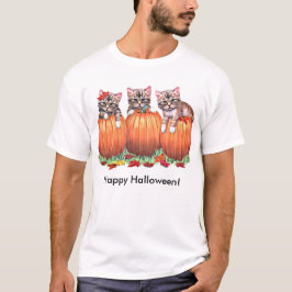 Kittens på Pumpkins för Halloween Tee