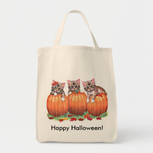 Kittens på Pumpkins för Halloween Tygkasse