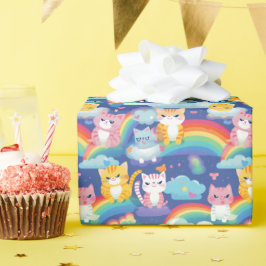 Kittens på regnbågsklouds Lycklig Cat Lover Presentpapper