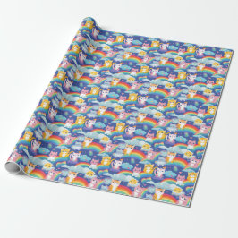 Kittens på regnbågsklouds Lycklig Cat Lover Presentpapper