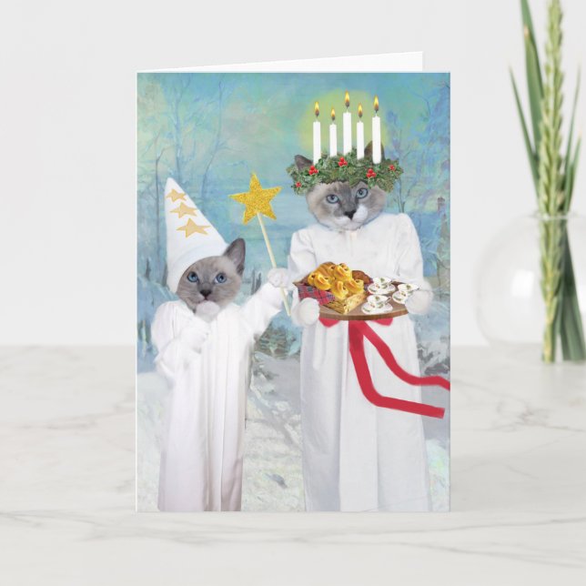 Kittens Santa Lucia Greeting Card Helgkort (Framsida)