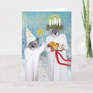 Kittens Santa Lucia Greeting Card Helgkort