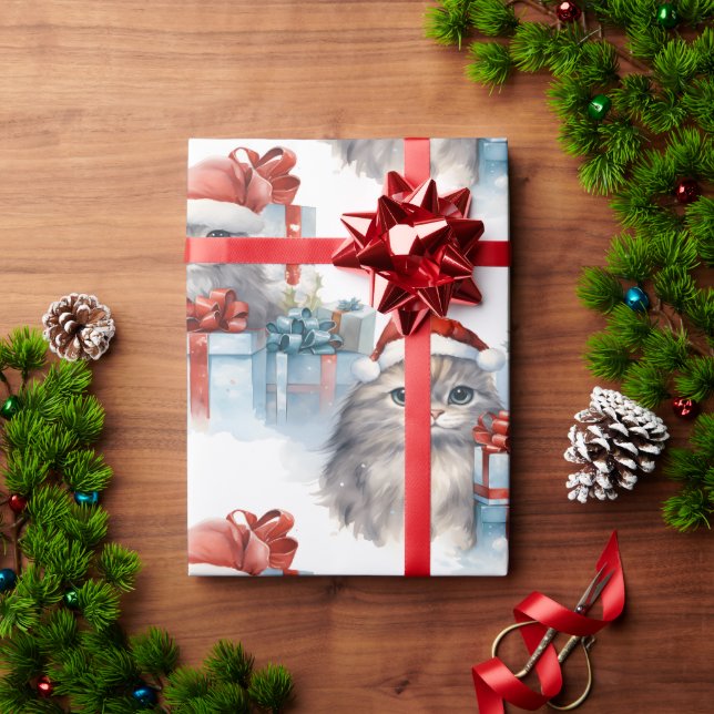 Kittens söker efter presentbyte presentpapper (Julgåva)