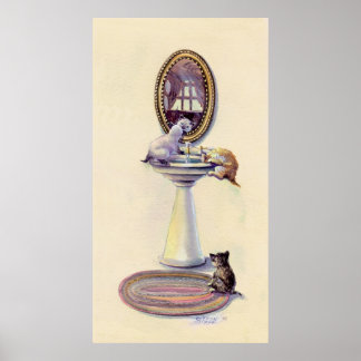 KITTENS & SPEGEL av SHARON SHARPE Poster