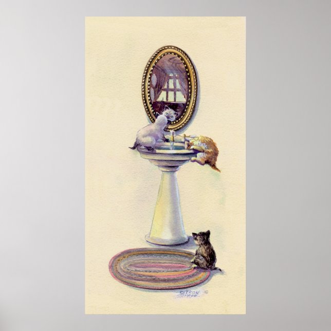 KITTENS & SPEGEL av SHARON SHARPE Poster (Framsidan)