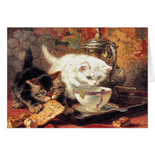 Kittens - Tea for Two - Cat Painting Hälsningskort