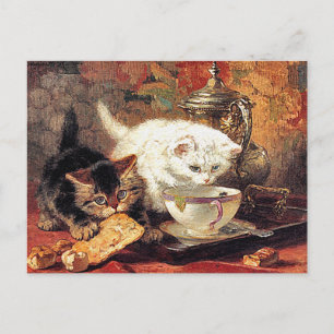 Kittens - Tea for Two - Cat Painting Vykort
