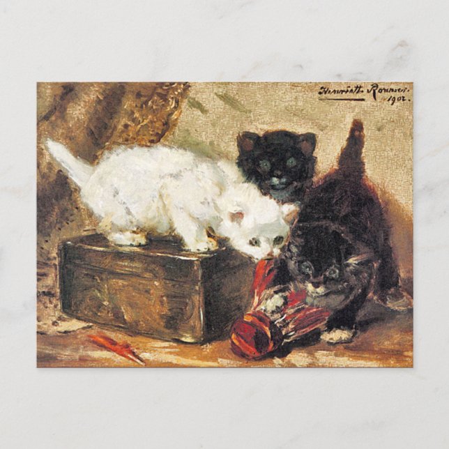 Kittens - Tea for Two - Cat Painting Vykort (Framsida)