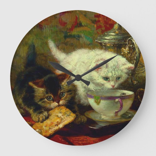 Kittens Tea Party Stor Klocka (Framsida)