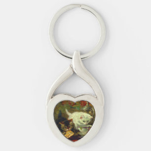 Kittens Tea Party Twisted Heart Silverfärgad Nyckelring