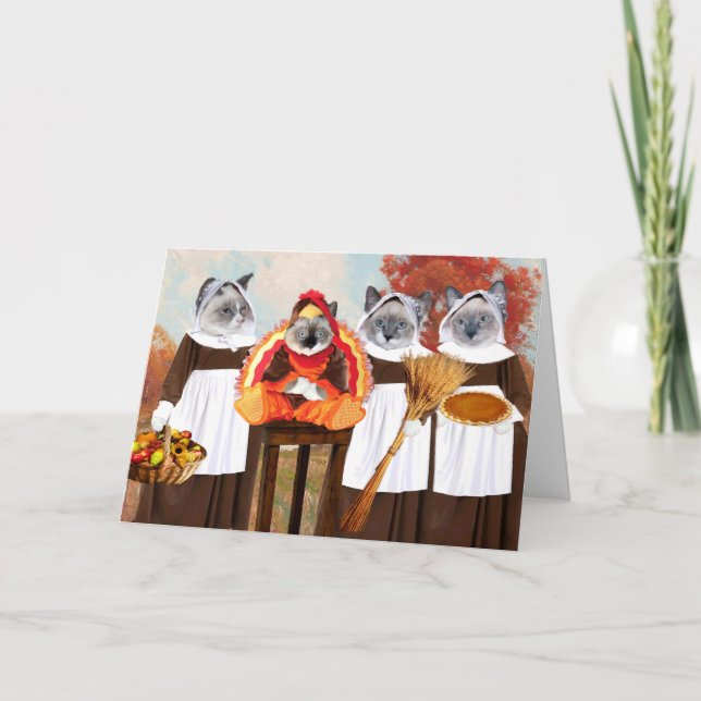 Kittens Thanksgiving Greeting Card Helgkort (Framsida)