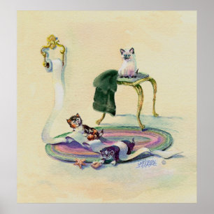 KITTENS & TOILET PAPPER AV SHARON SHARPE POSTER