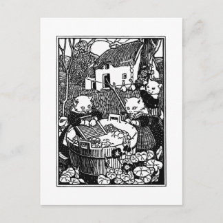 Kittens Tvättar Mittens Nursery Rhyme Vykort