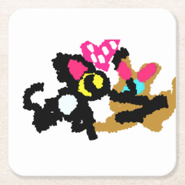 Kittens Valentine Underlägg Papper Kvadrat