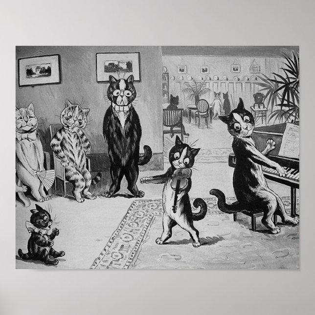 Kittens Violinist, Louis Wain Poster (Framsidan)
